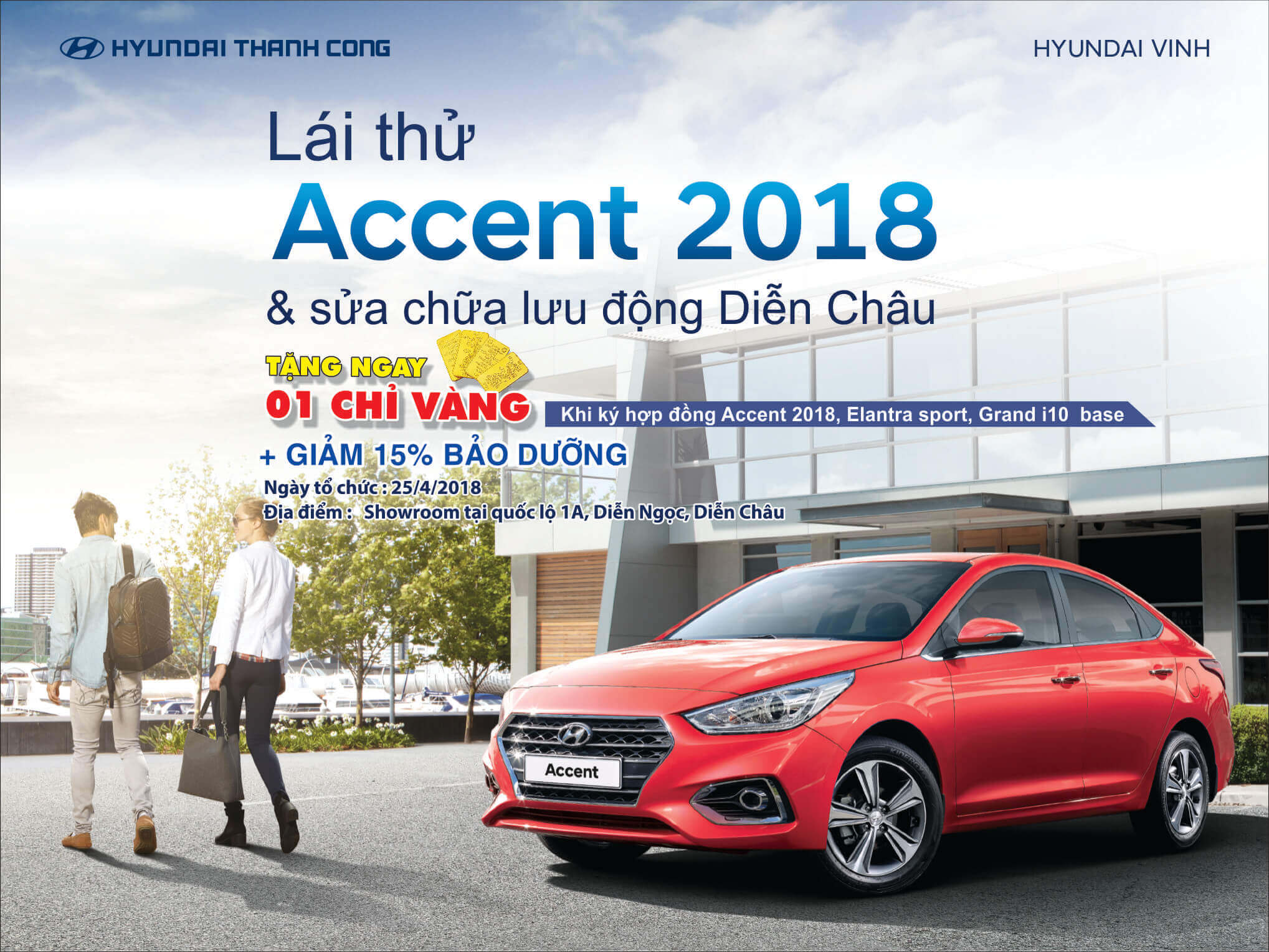 Lái thử Accent 2018 và sửa chữa lưu động tại Diễn Châu